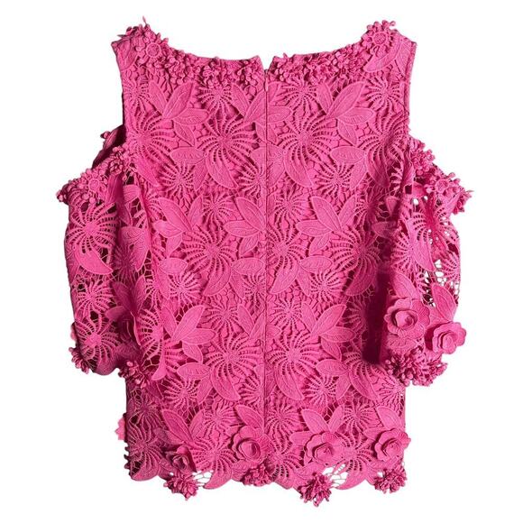 Kobi Halperin Tinley Cold Shoulder Lace Blouse Top Tulip Pink Size M - Picture 5 of 6
